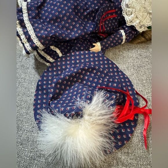 Classic Navy Blue Porcelain Doll with Lace by Victoria Ashley Originals - Picture 9 of 9